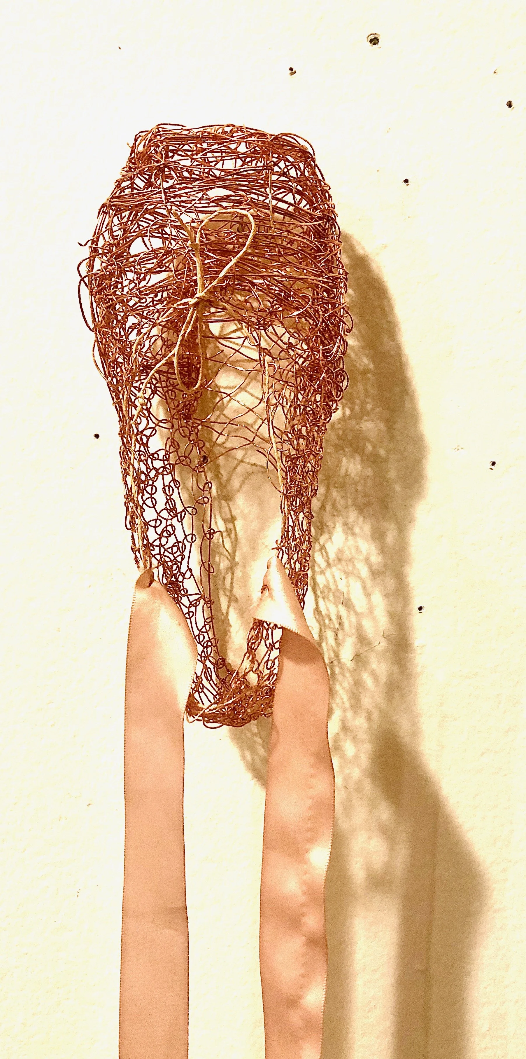 Toe Shoe
Wire toe shoe sculpture needle laced by hand.  Woman’s size 7 (not intended to be worn).