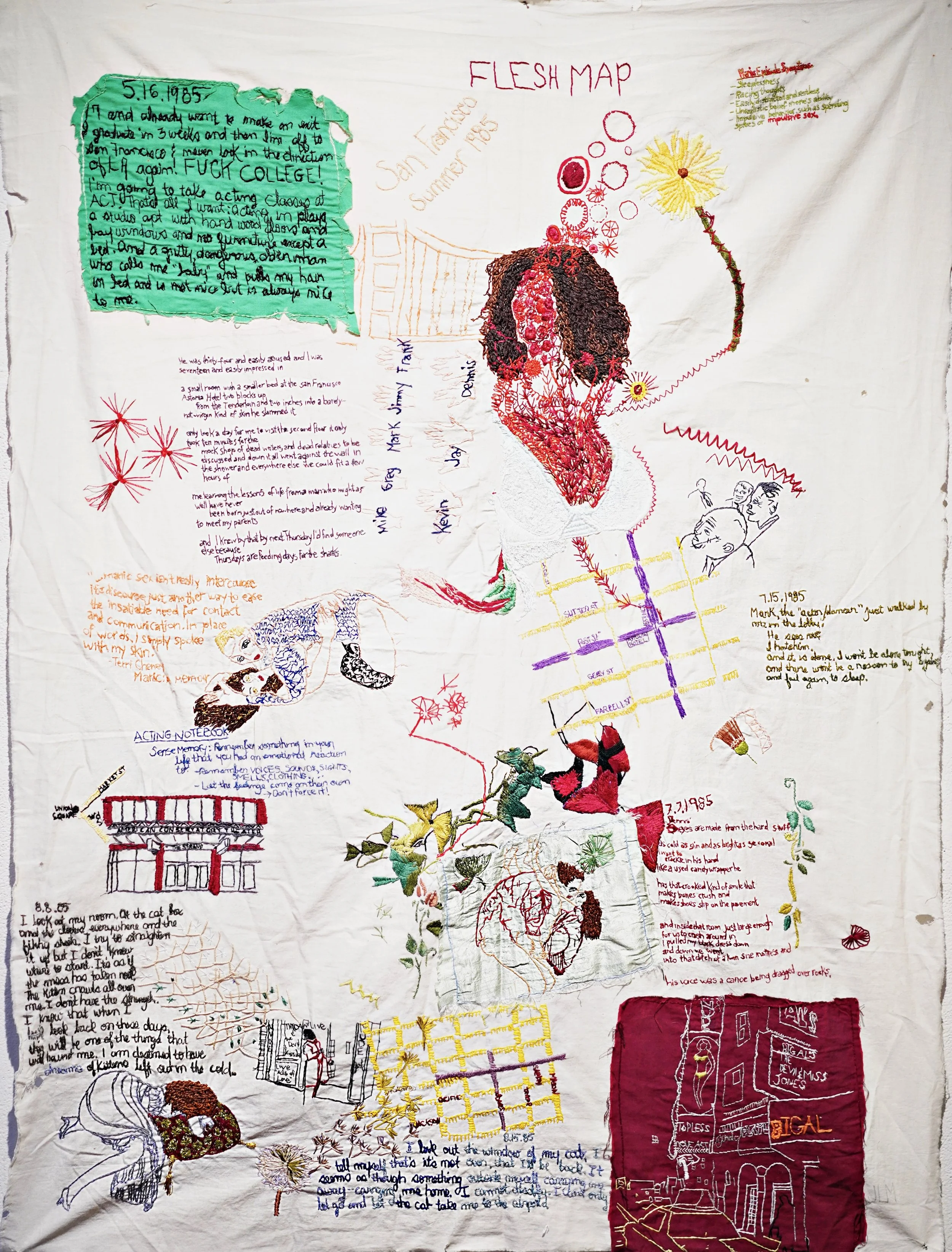 "San Francisco, Summer, 1985"
Hand embroidery on cotton.