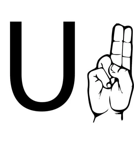 The letter U in ASL