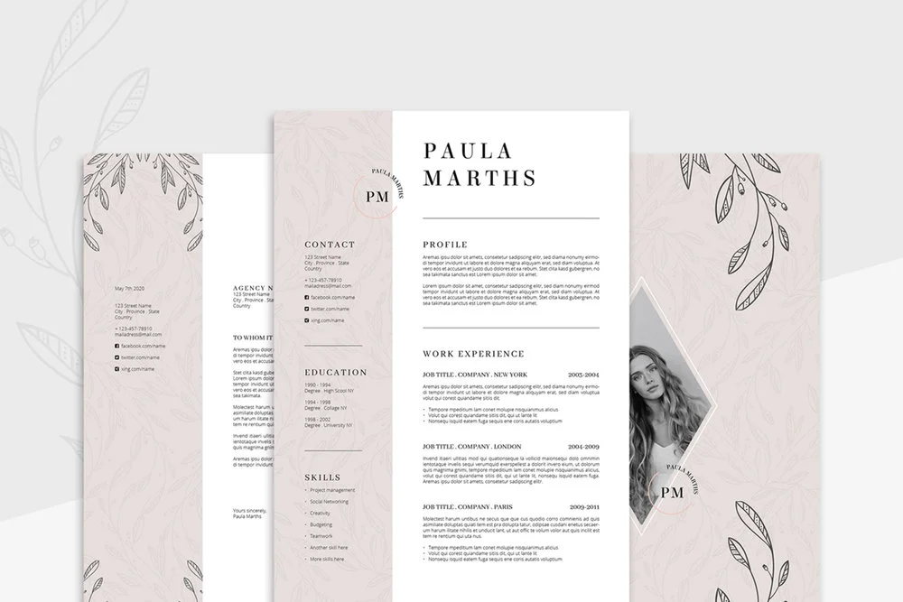 Floral Resume/CV + Cover Letter
