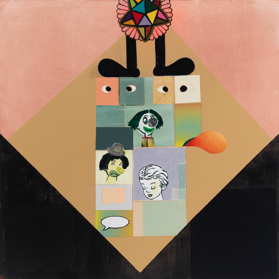 In Praise Of Folly—Melancholy Abstraction, 36" × 36", mixed media and collage on canvas, 2013