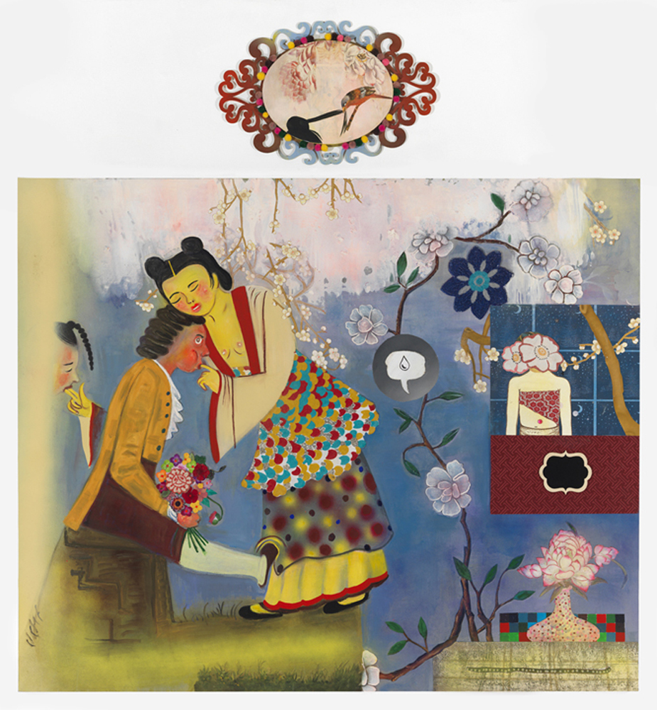 The Apprentice Geisha, 72" × 66", mixed media and collage on canvas, 2014