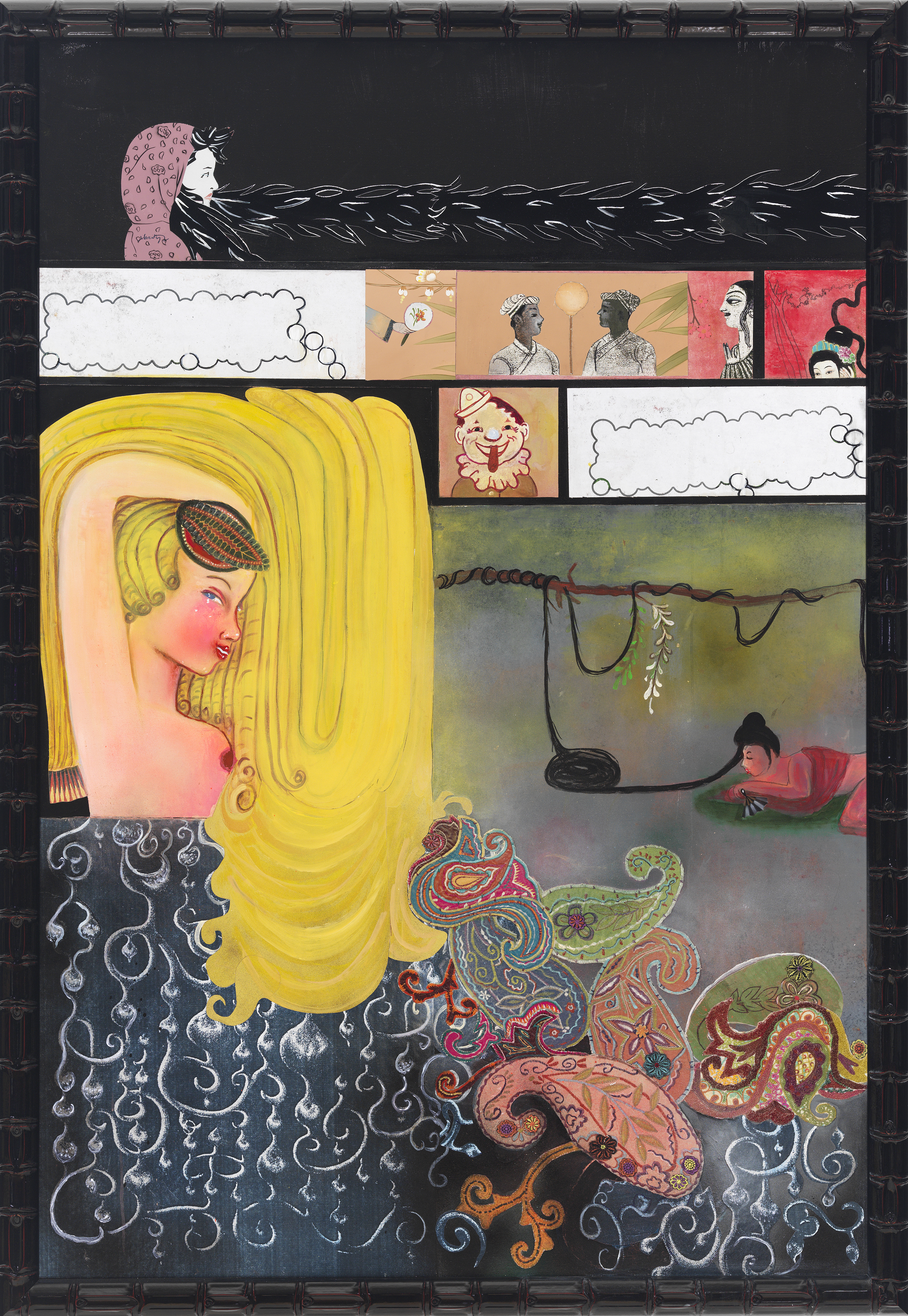 Rapunzel, 60" × 40", mixed media and collage on canvas, 2012