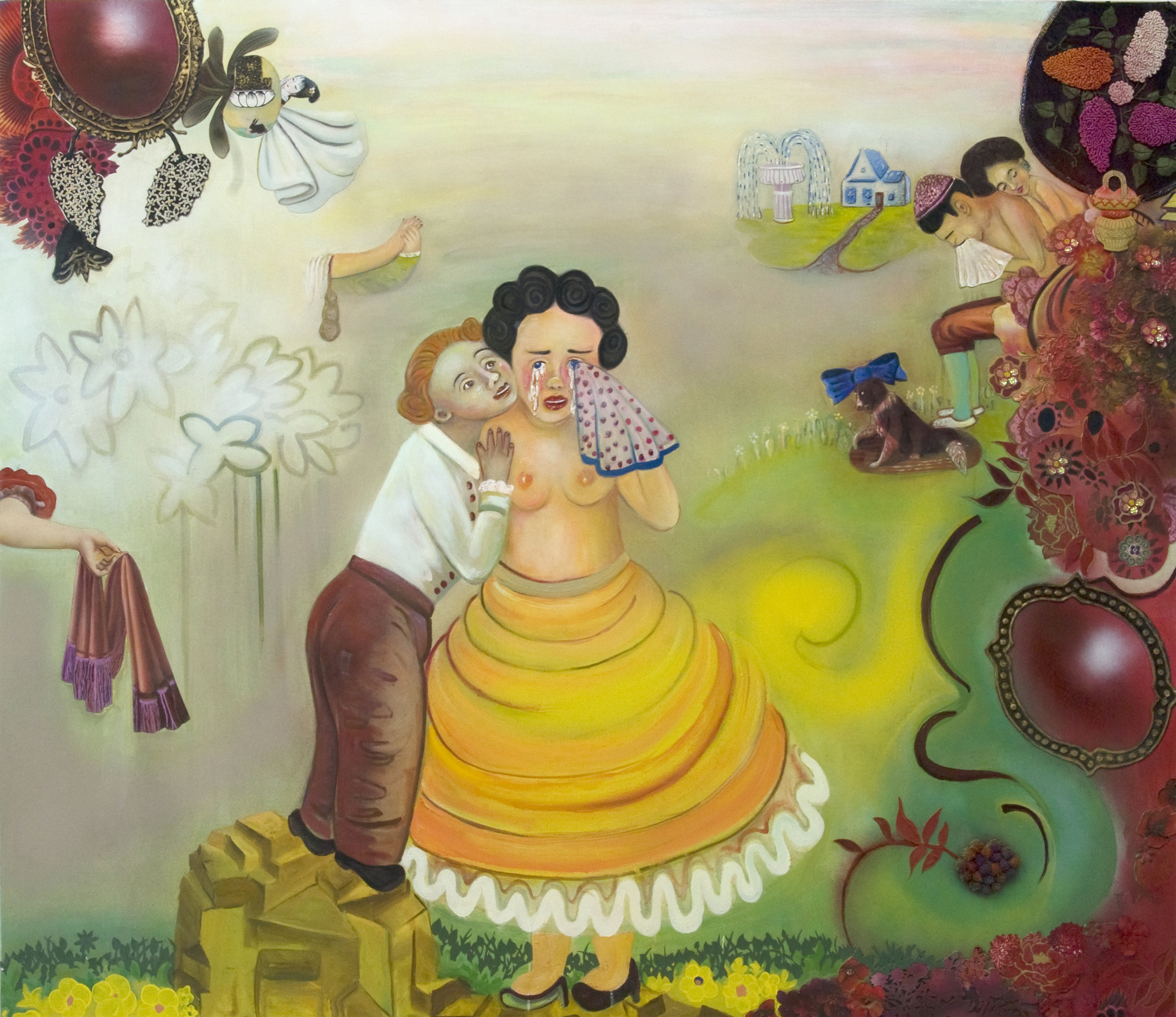 The Secret Life of People Who Care, 60" × 70", mixed media and oil on canvas, 2010