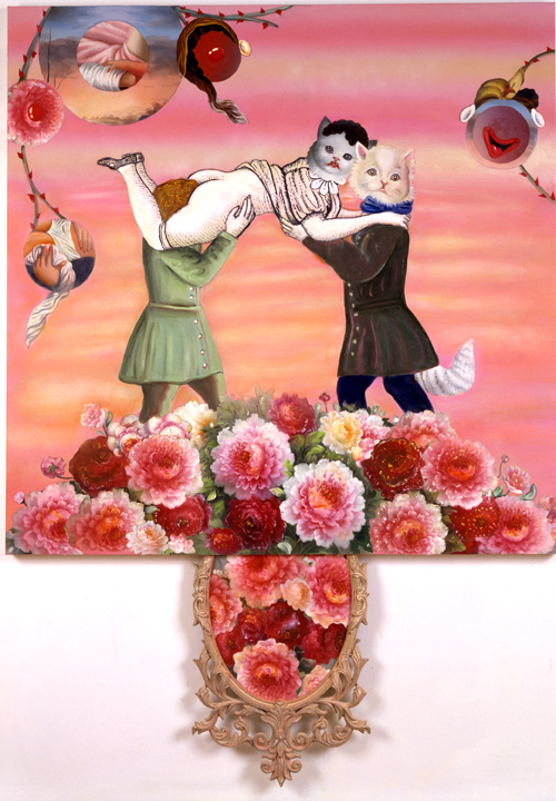Flights of Fancy (and Leaps of Faith), 72" × 50", mixed media and collage on canvas, 2003