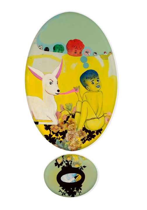 Kerfuffle: He and She, 46" × 34", mixed media and collage on canvas, 2008