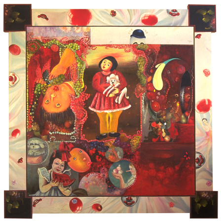 Avarice, 49" × 49", mixed media on canvas, 1995