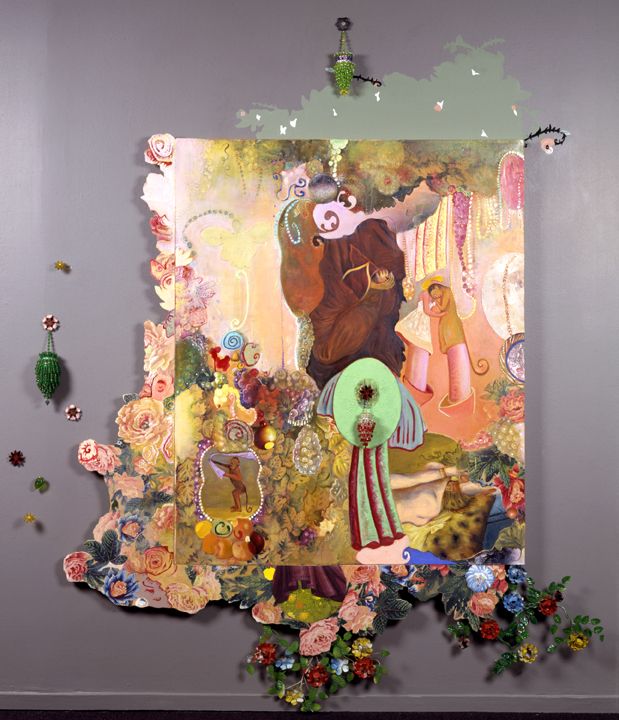 Tokens of Affection, 91" × 71", mixed media on canvas, 1998