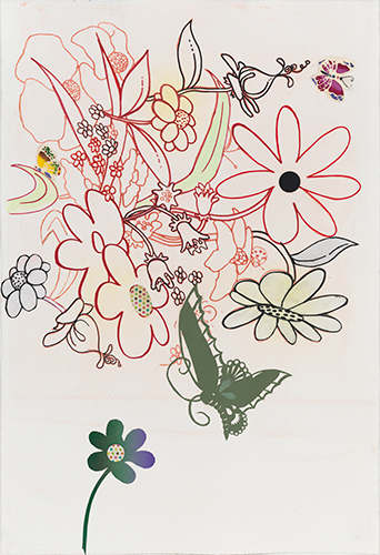 Flower Power, 41" × 30", monoprint and mixed media on paper, 2014