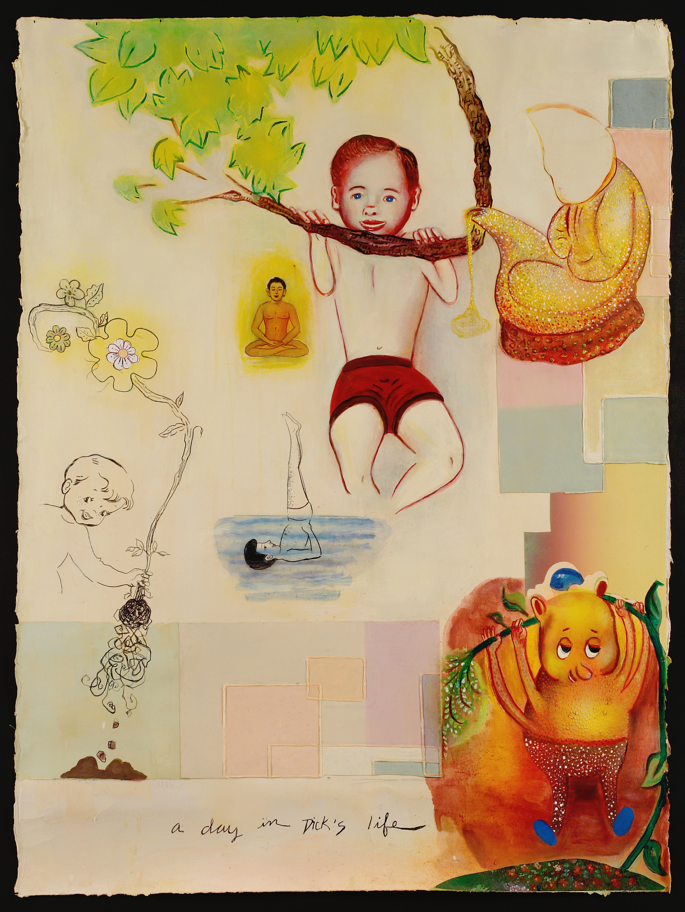 A Day in Dick's Life, 55" × 41", mixed media and collage on paper, 2007