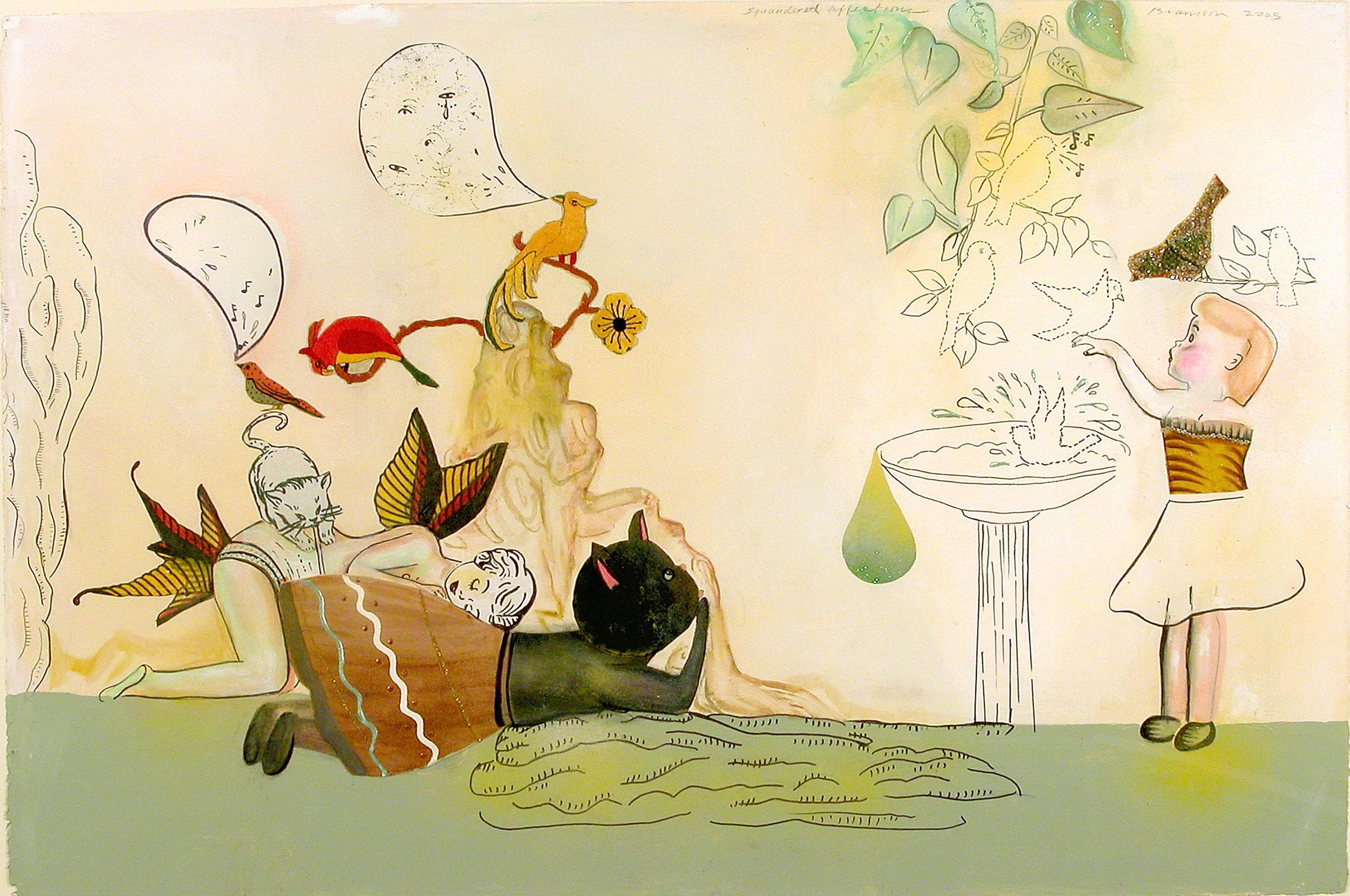 Squandered Affections, 34" × 50", mixed media on paper, 2006