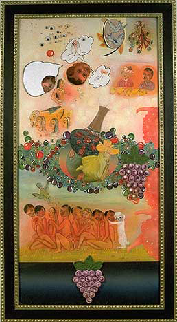 A Bird in the Hand, 67" × 36", mixed media on paper, 2002