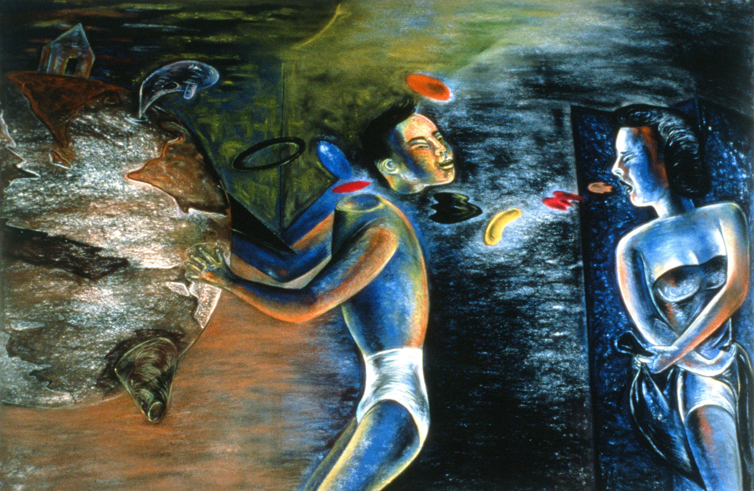 Loss of Head, 42" × 88", pastel on paper, 1988