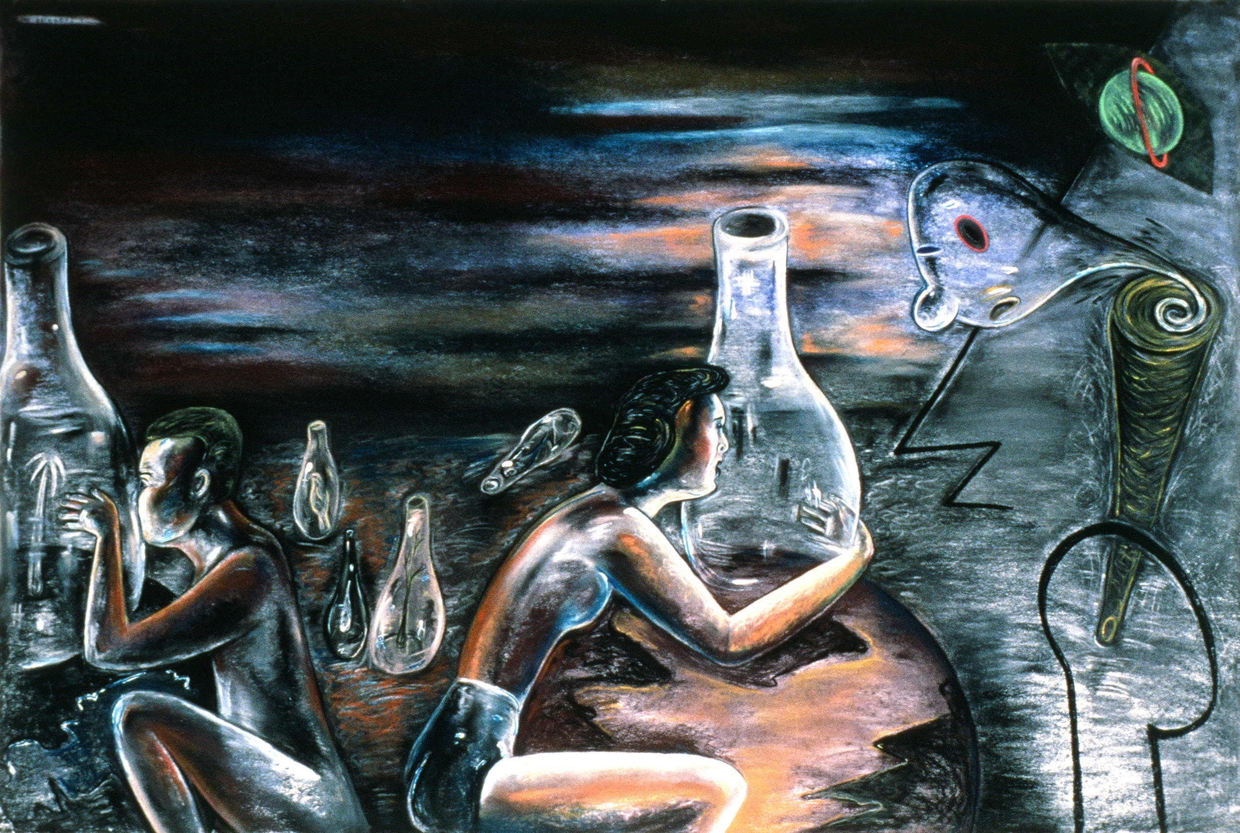 In Between Different Worlds, 48" × 60", pastel on paper, 1988