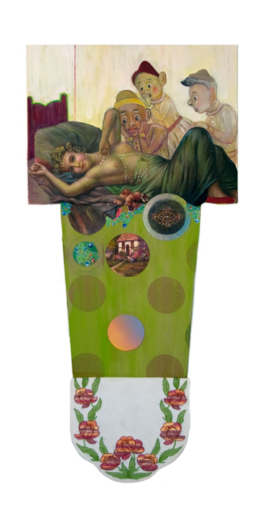 The Seven Dwarfs…The Other Story, framed: 67" × 32", mixed media, 2009