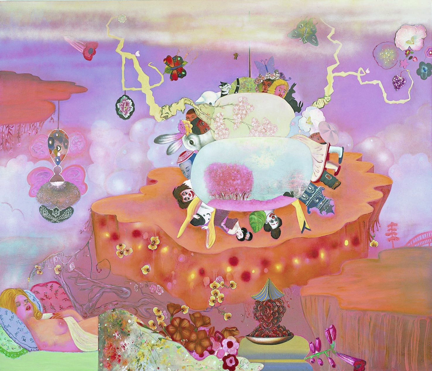 Picturing a Model World, 50" × 72", mixed media and collage on canvas, 2003