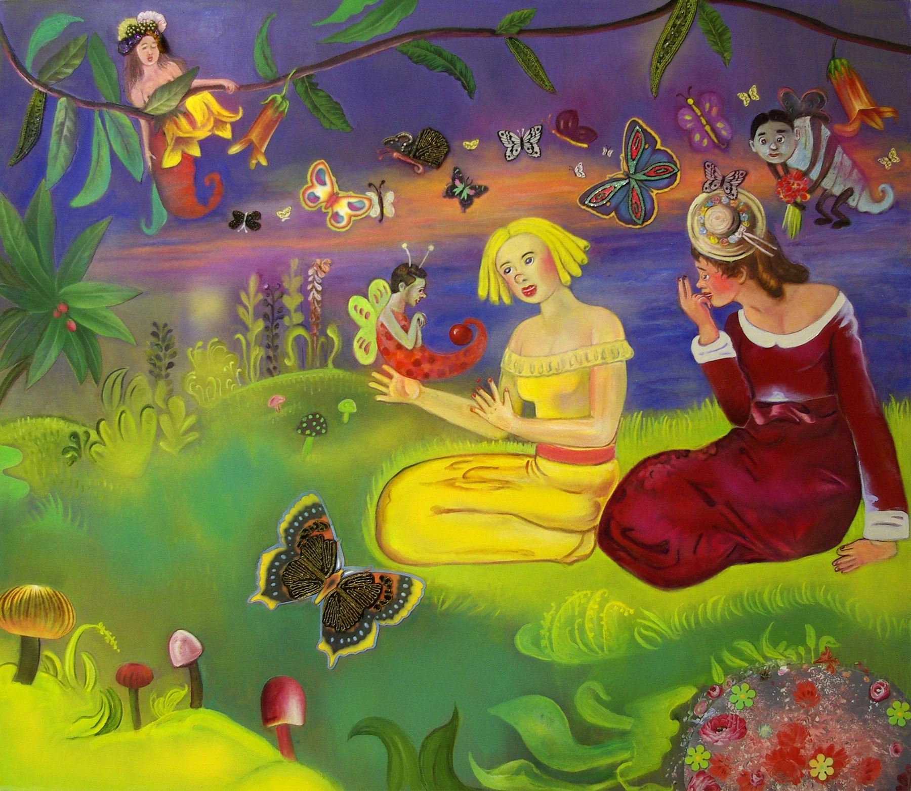 A Rendezvous (who loves me best), 60" × 70", mixed media and collage on canvas, 2008