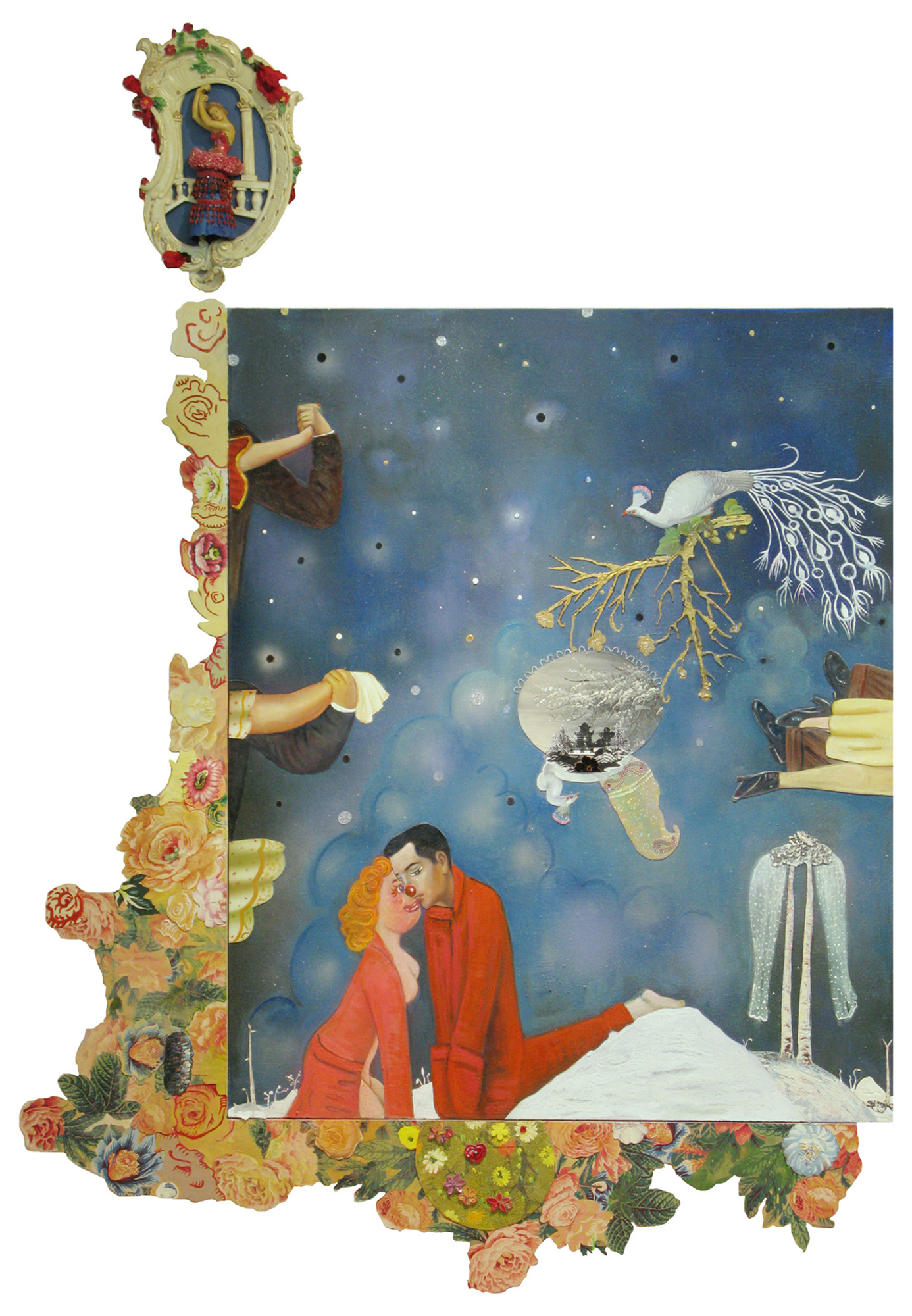 Dark Was the Night, Cold was the Ground, 83" × 58", mixed media and collage on canvas, 2010