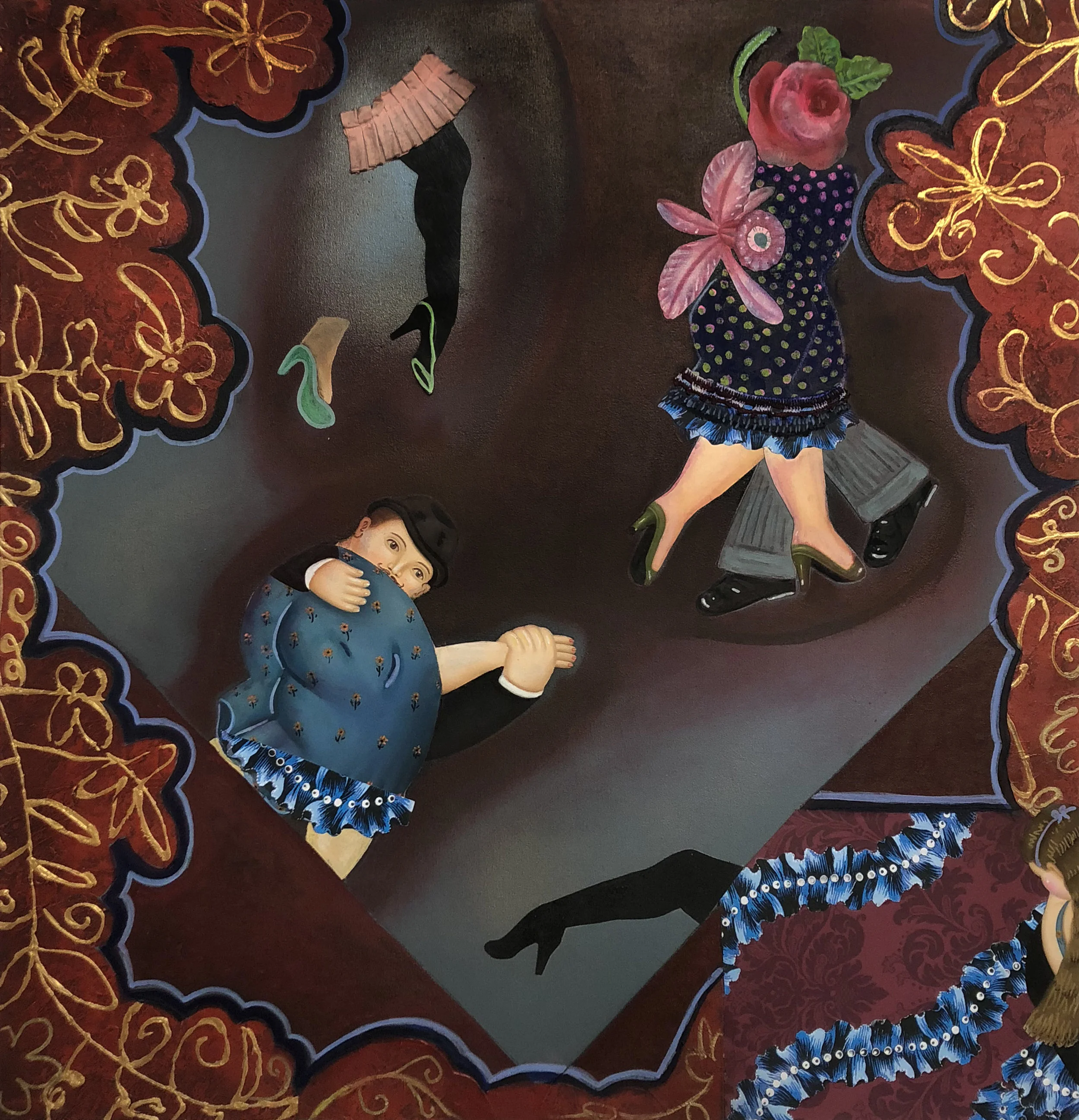 'Rocca's Boogie Woogie Woogie', 36 x 36 in, mixed media on canvas, 2018