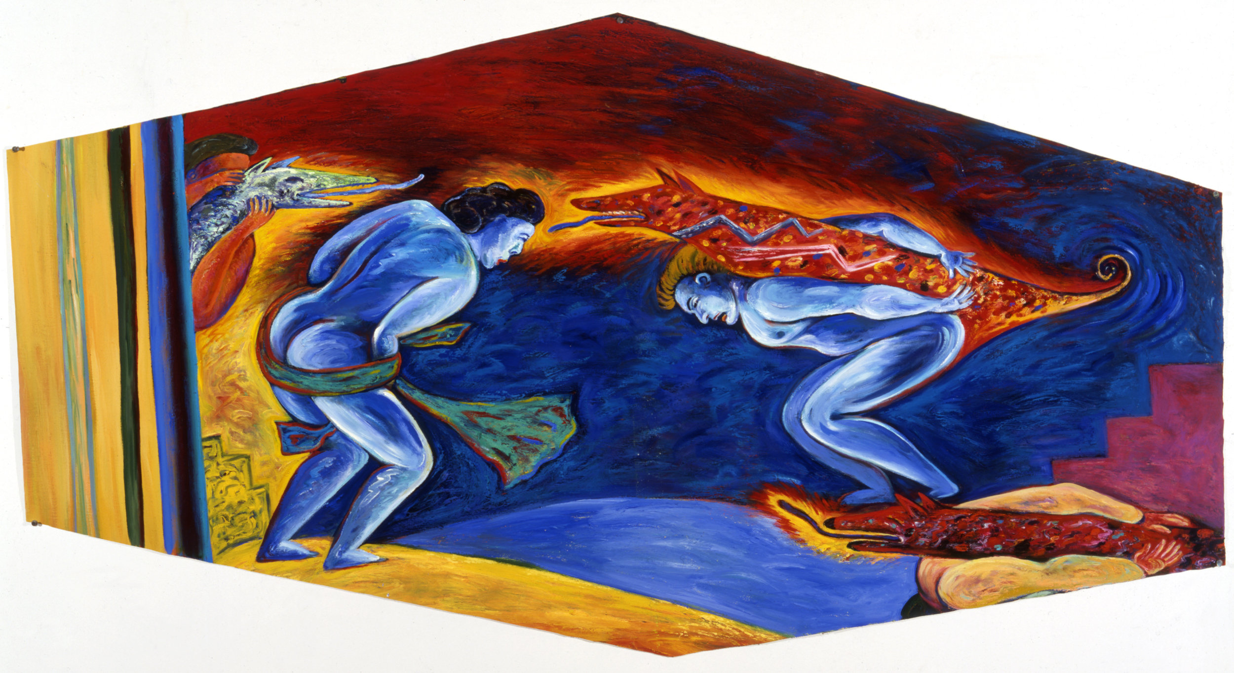 Human Behavior, 34" × 78", oil on canvas, 1986