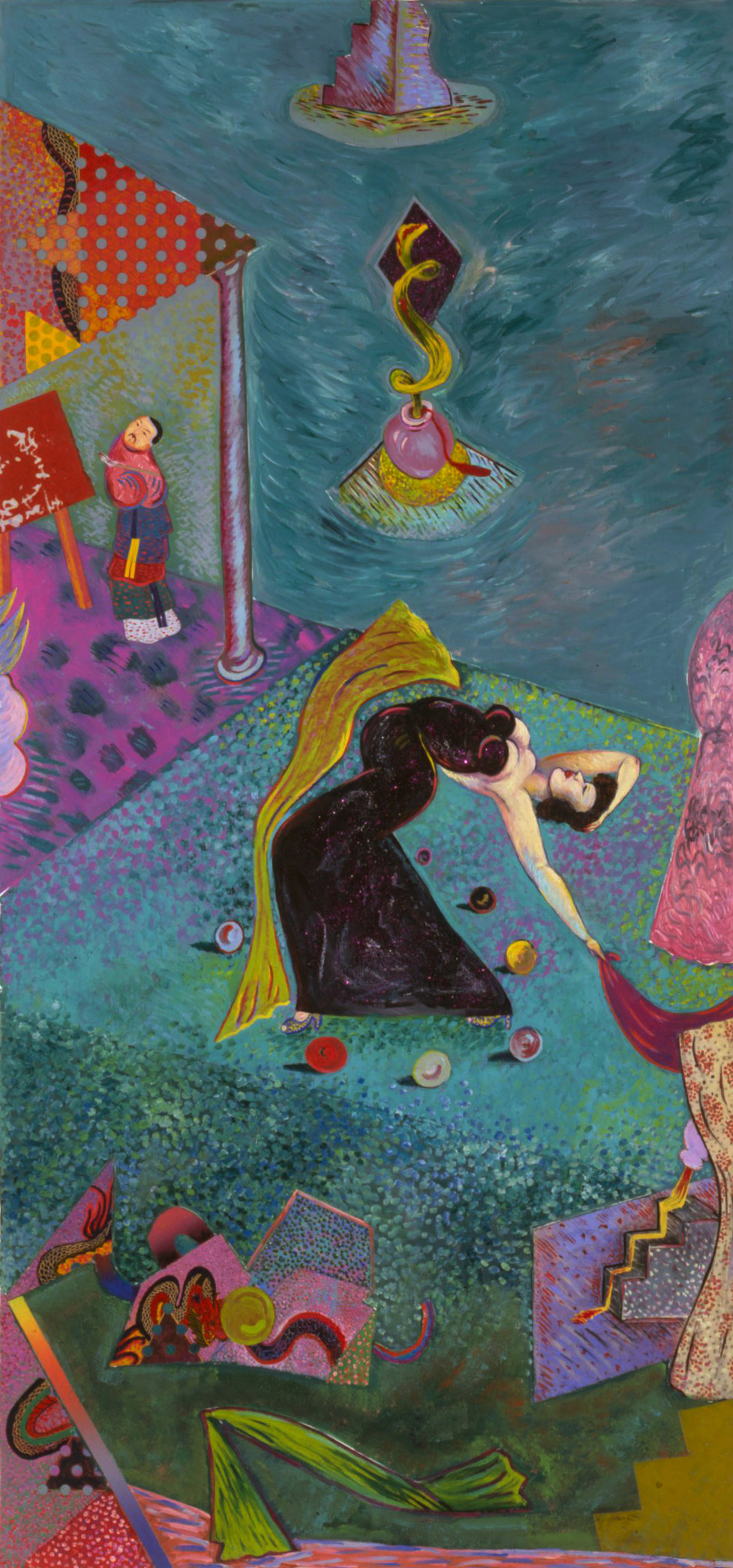 In Support of Trivial Novelties/Straining After New Effects, 60" × 30", oil and collage on canvas, 1979