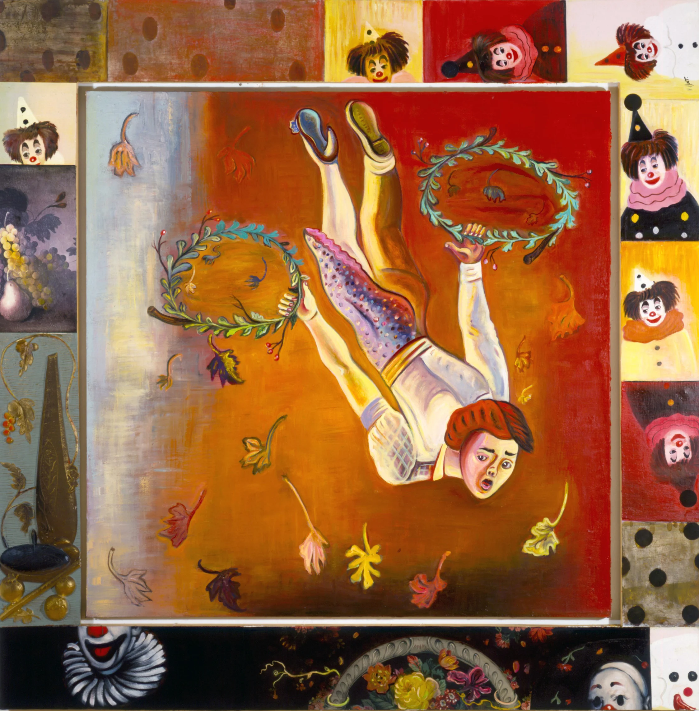 Fall, 68" × 68", oil and collage on canvas, 1991