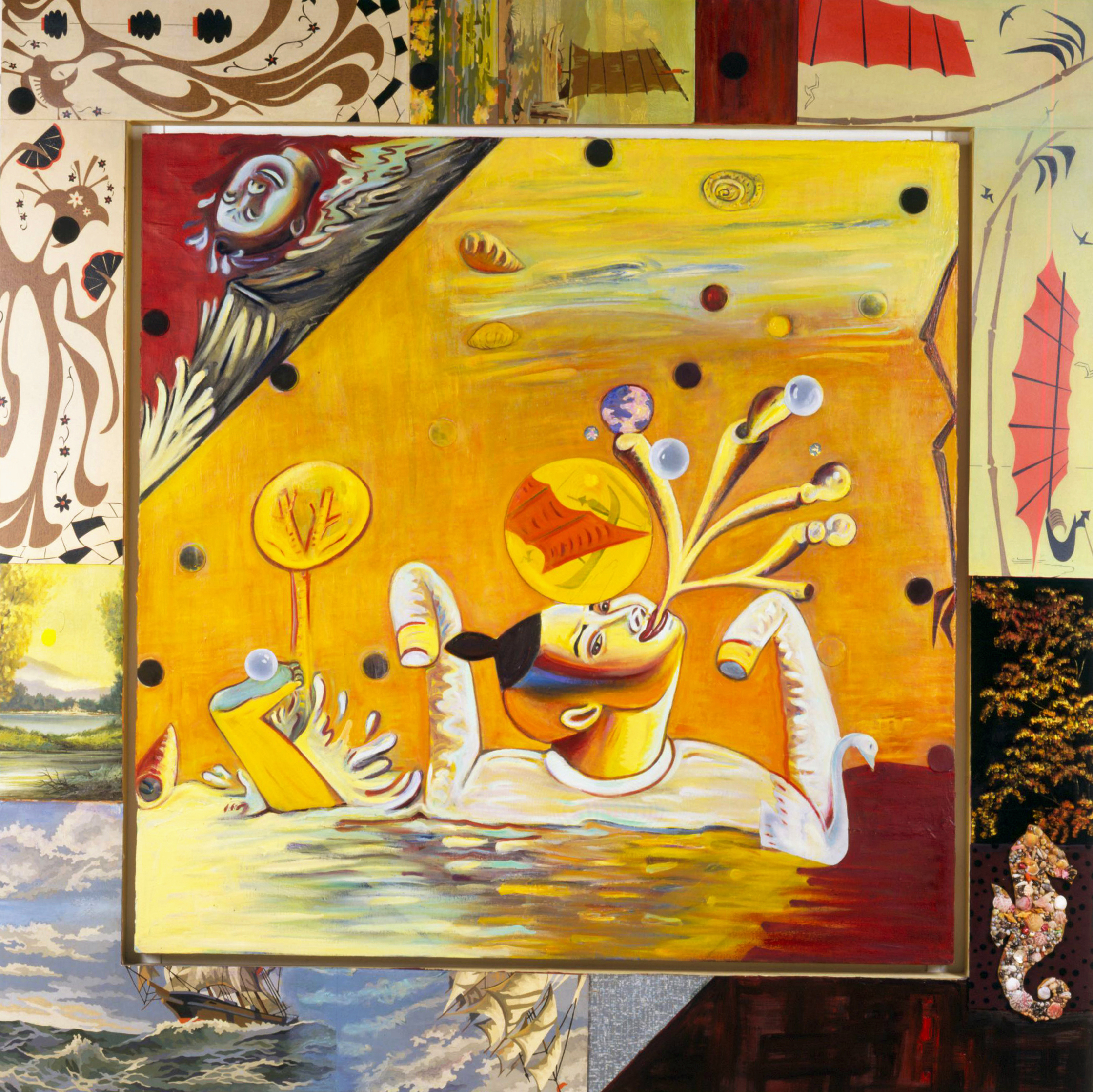 Vicissitude/Summer, 68" × 68", oil and collage on canvas, 1991