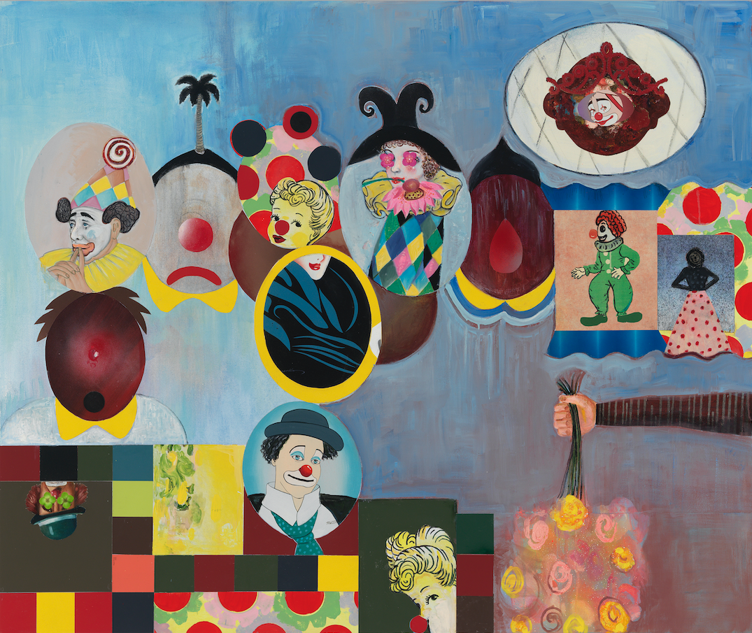 Follyladada, 60" × 50", mixed media and collage on canvas, 2015