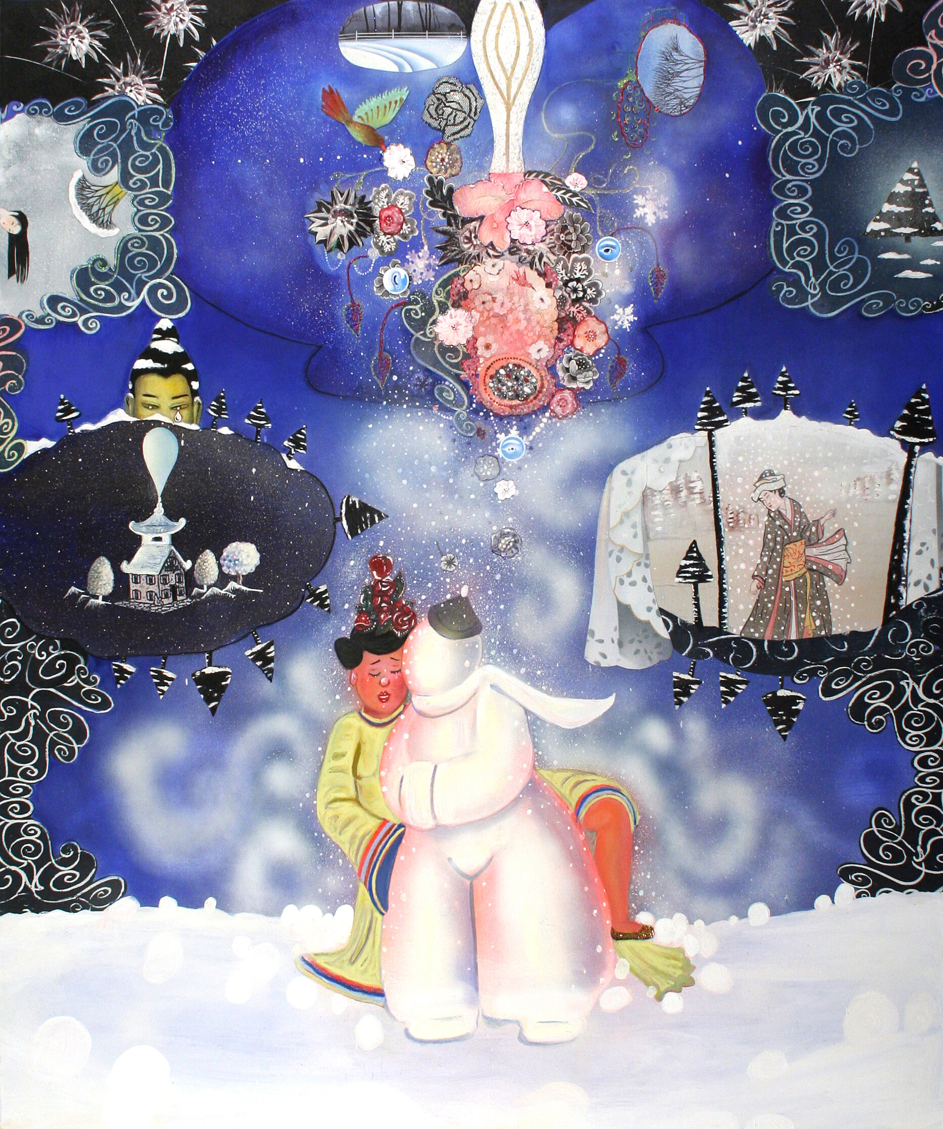 Hard Emotions: And how to melt them, 70" × 60", mixed media and collage on canvas, 2003