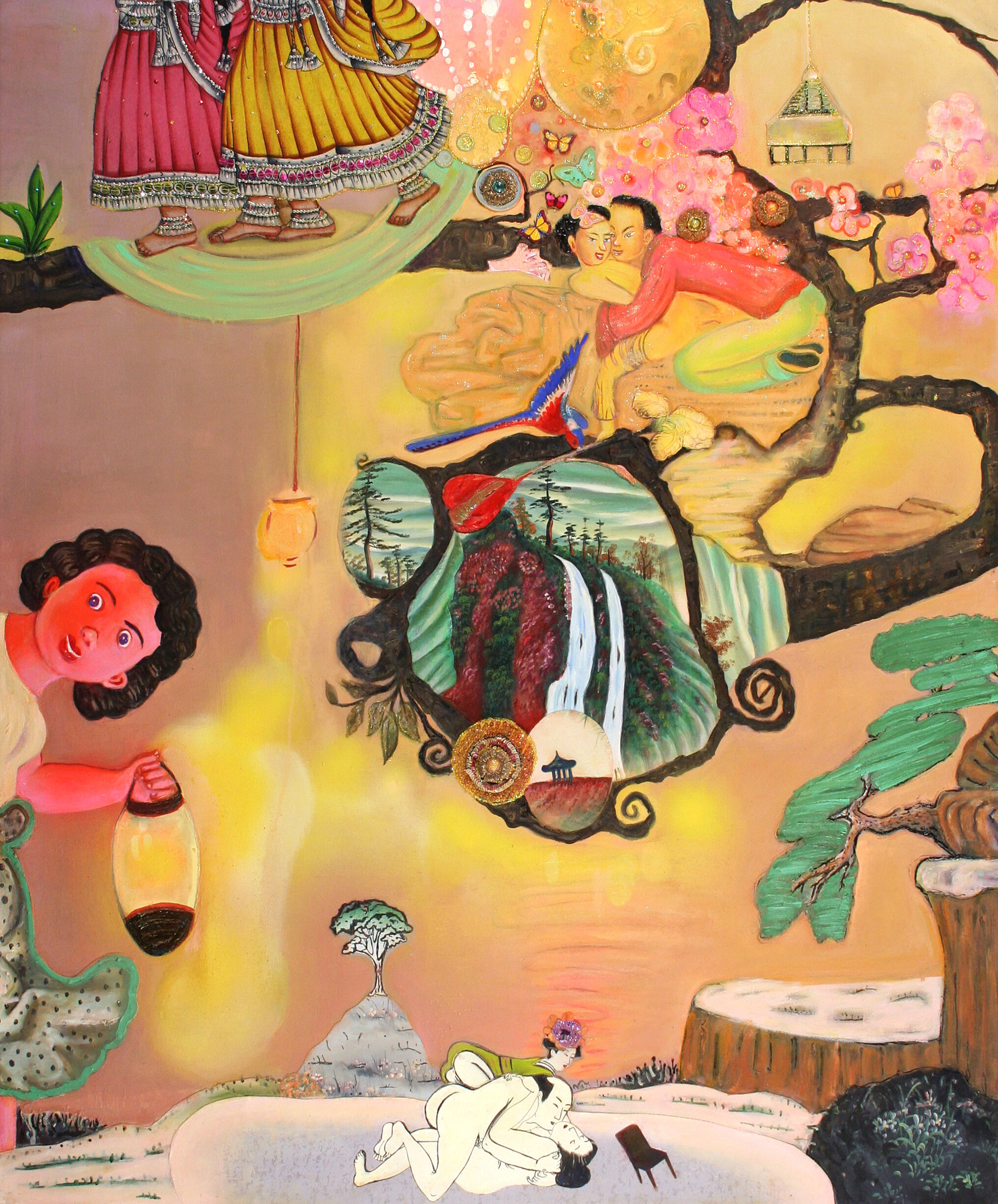 As Seen in the Night, 60" × 50", mixed media and collage on canvas, 2005