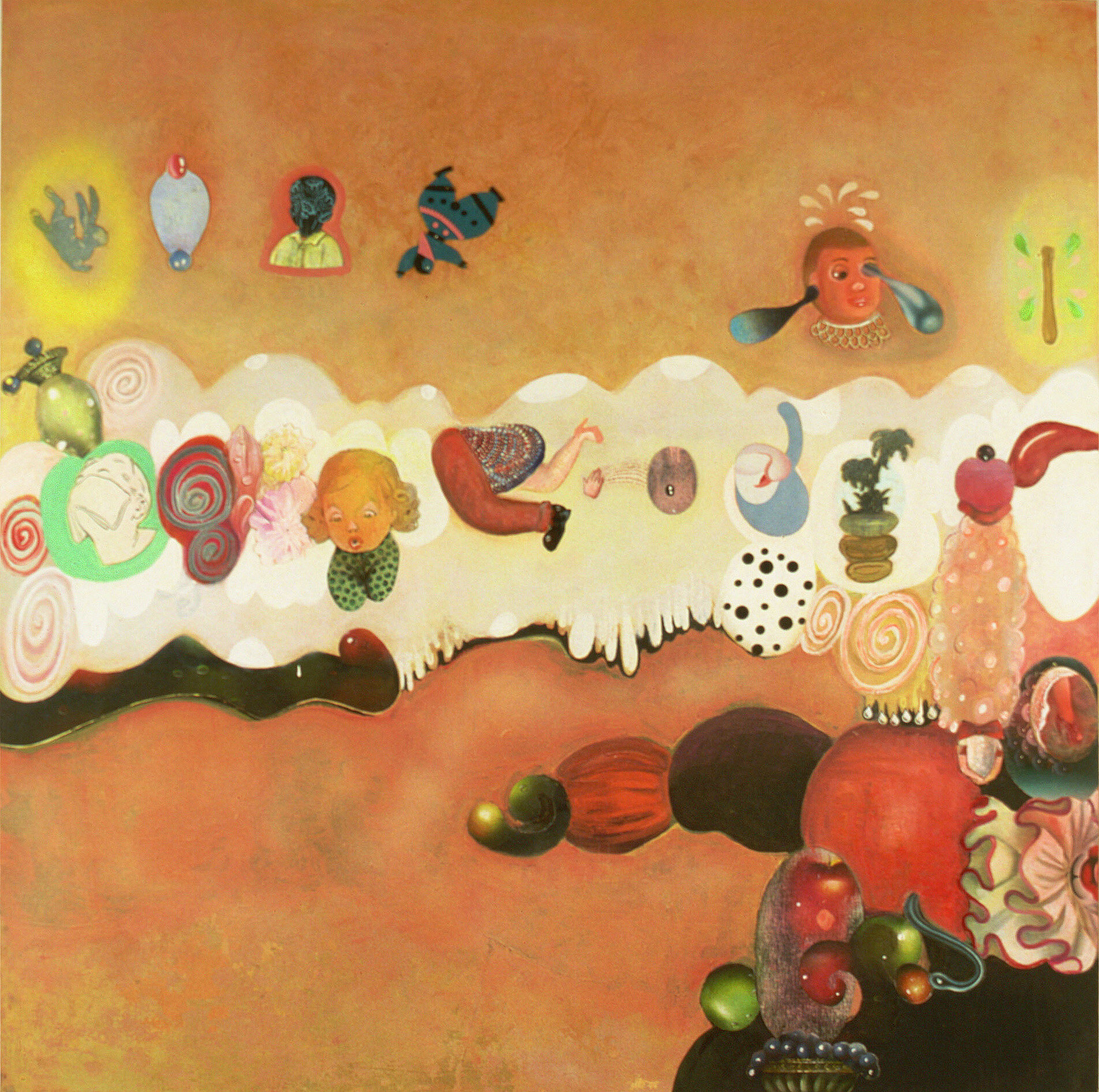 Flutter, 60" x  60", oil and collage on canvas, 1999