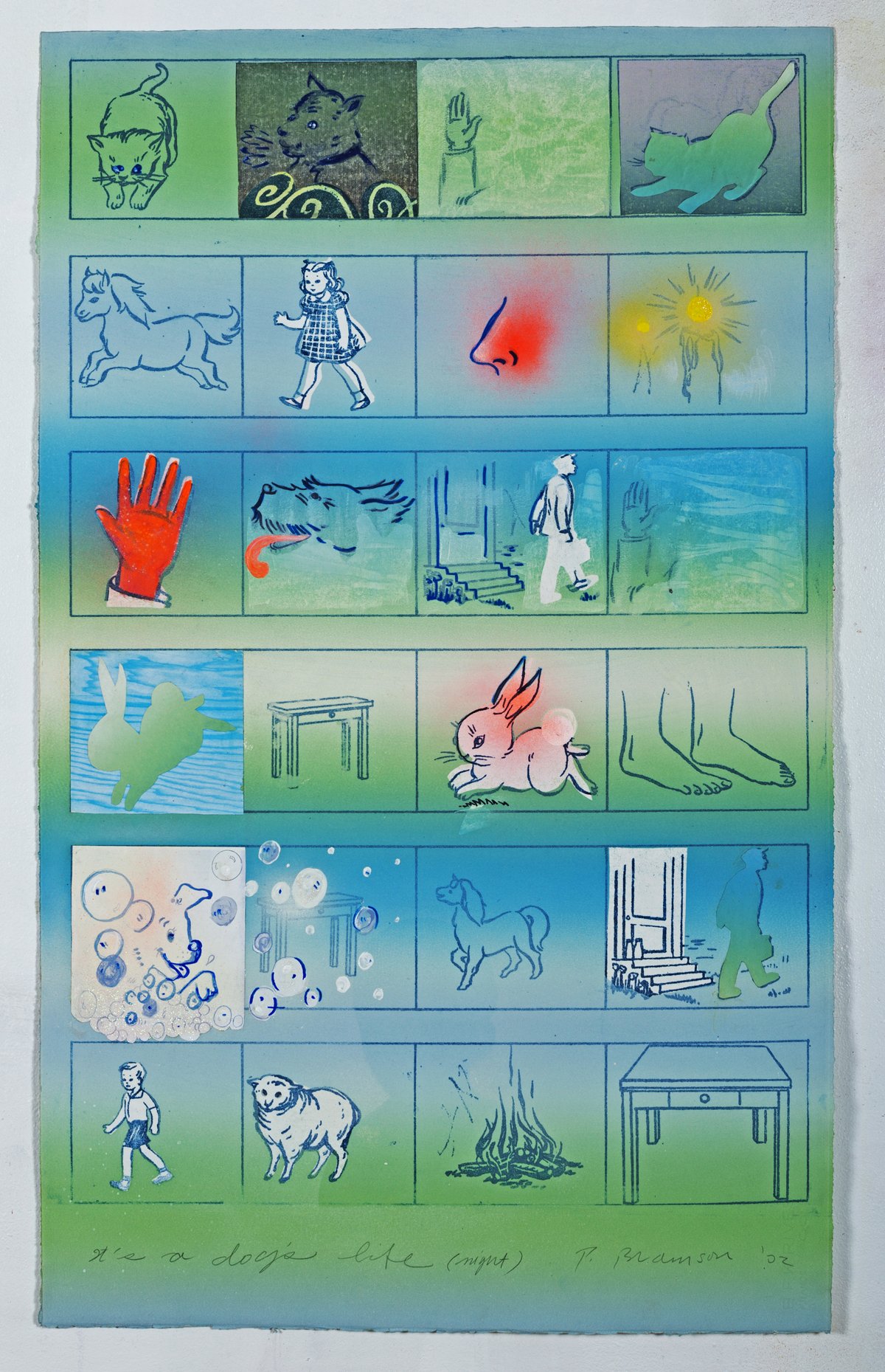 A Day in a Dog’s Life #1, 30" × 22", monoprint, 2000