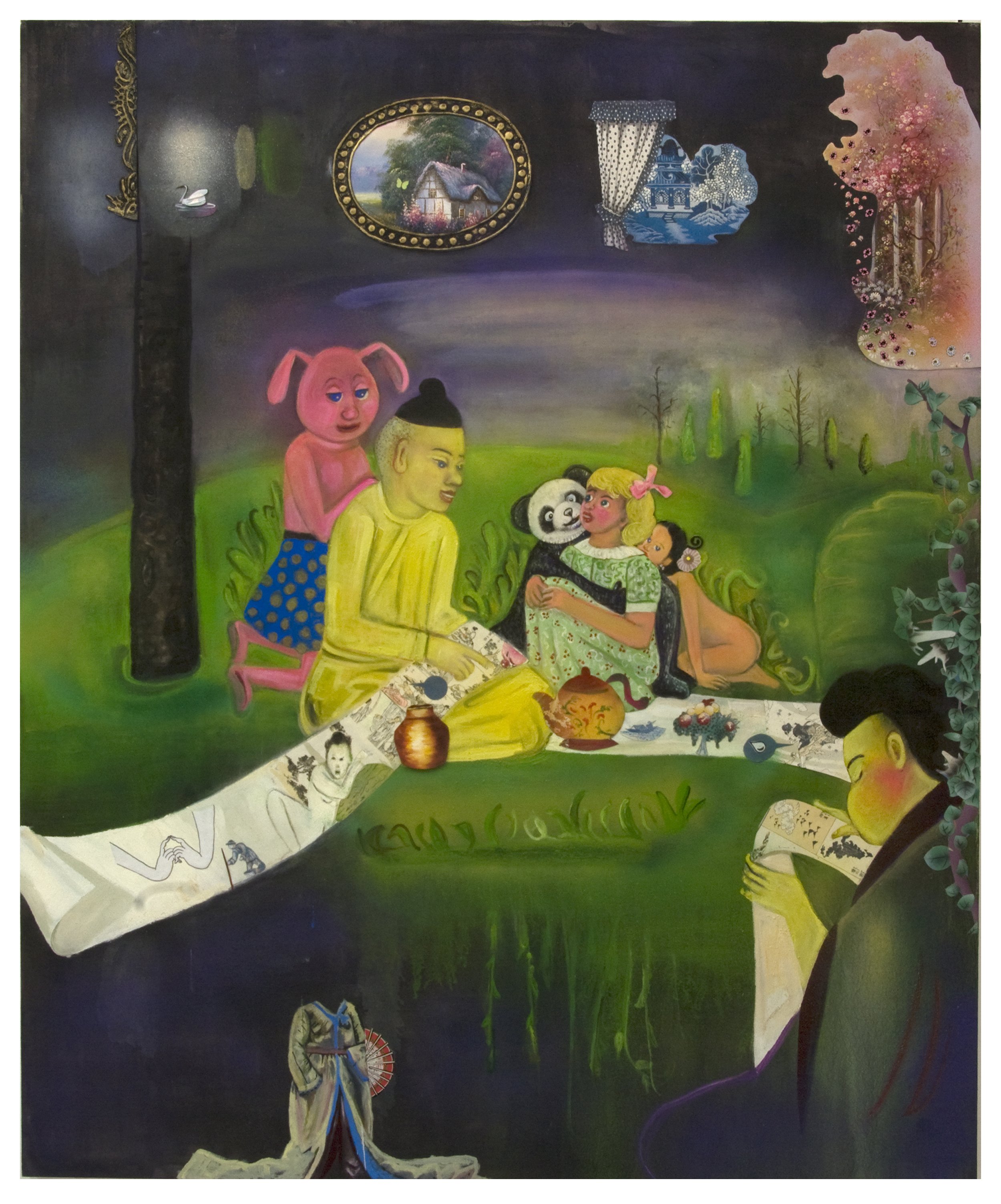 Rules of Conduct vs Sentimental Realities, 66" x 54", mixed media, collage, and oil on canvas, 2011