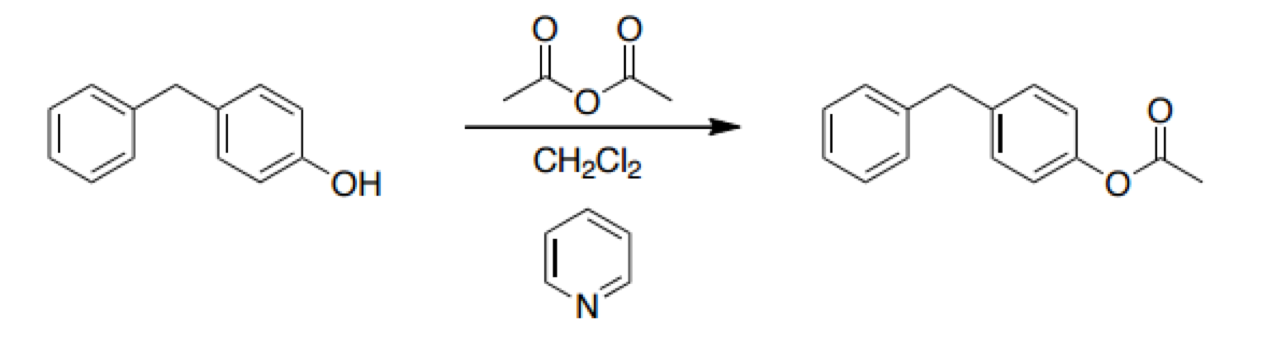 Figure 2. The chemical reaction that produced our product, 4-AcDM.
