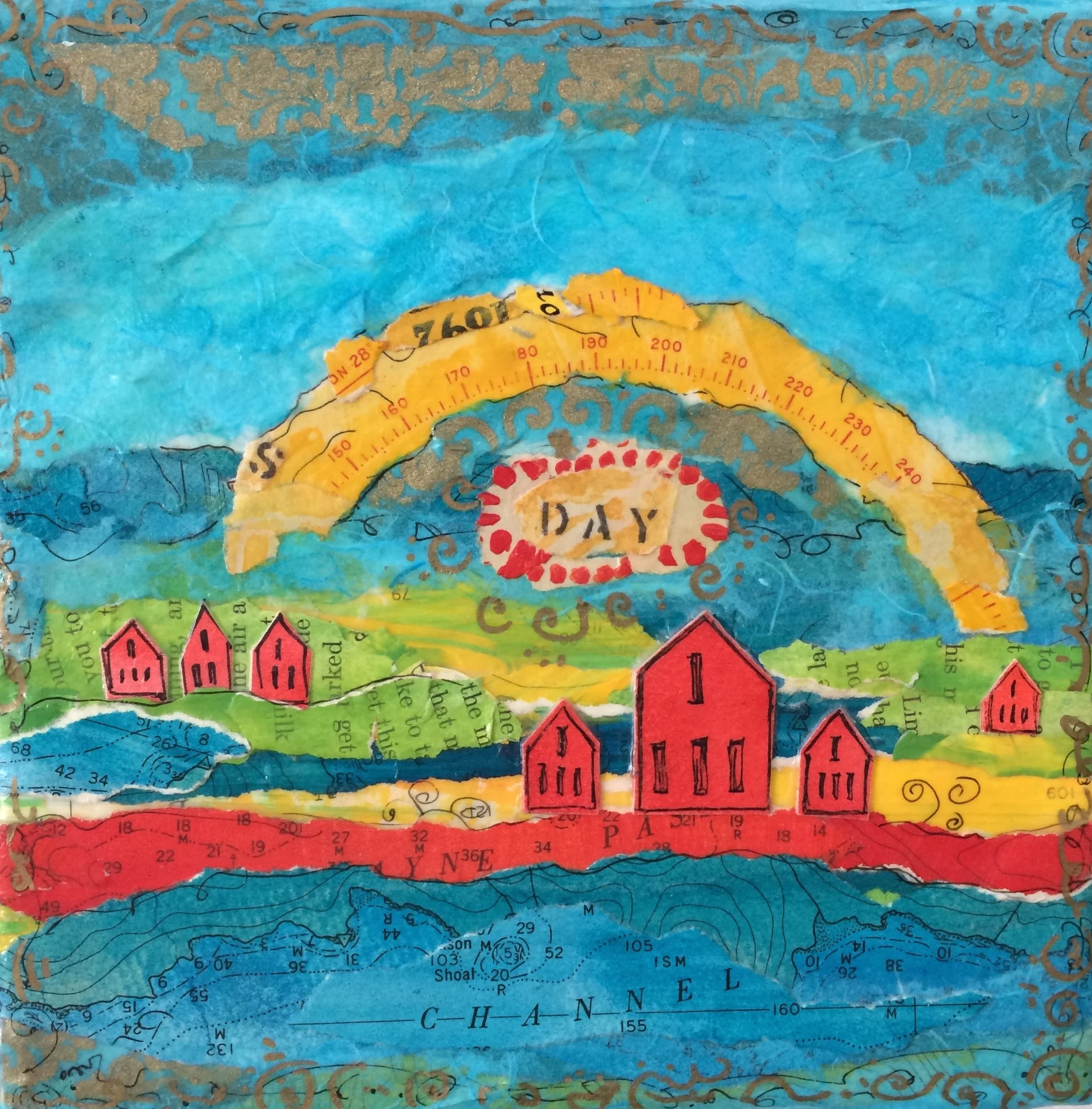A New Day; 6 x 6 x 1.5; mixed media on canvas