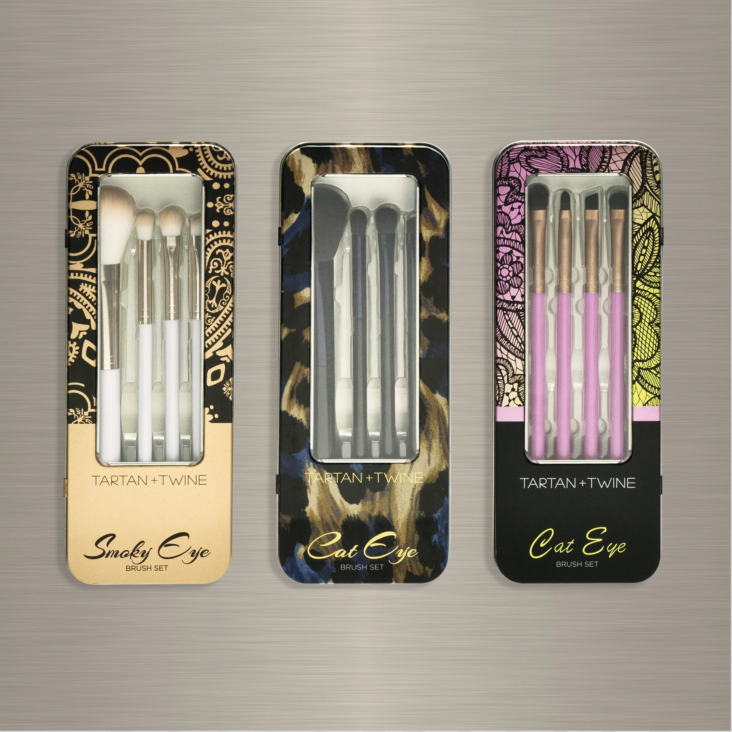 TARTAN &amp; TWINE TIN BRUSH SETS PACKAGING