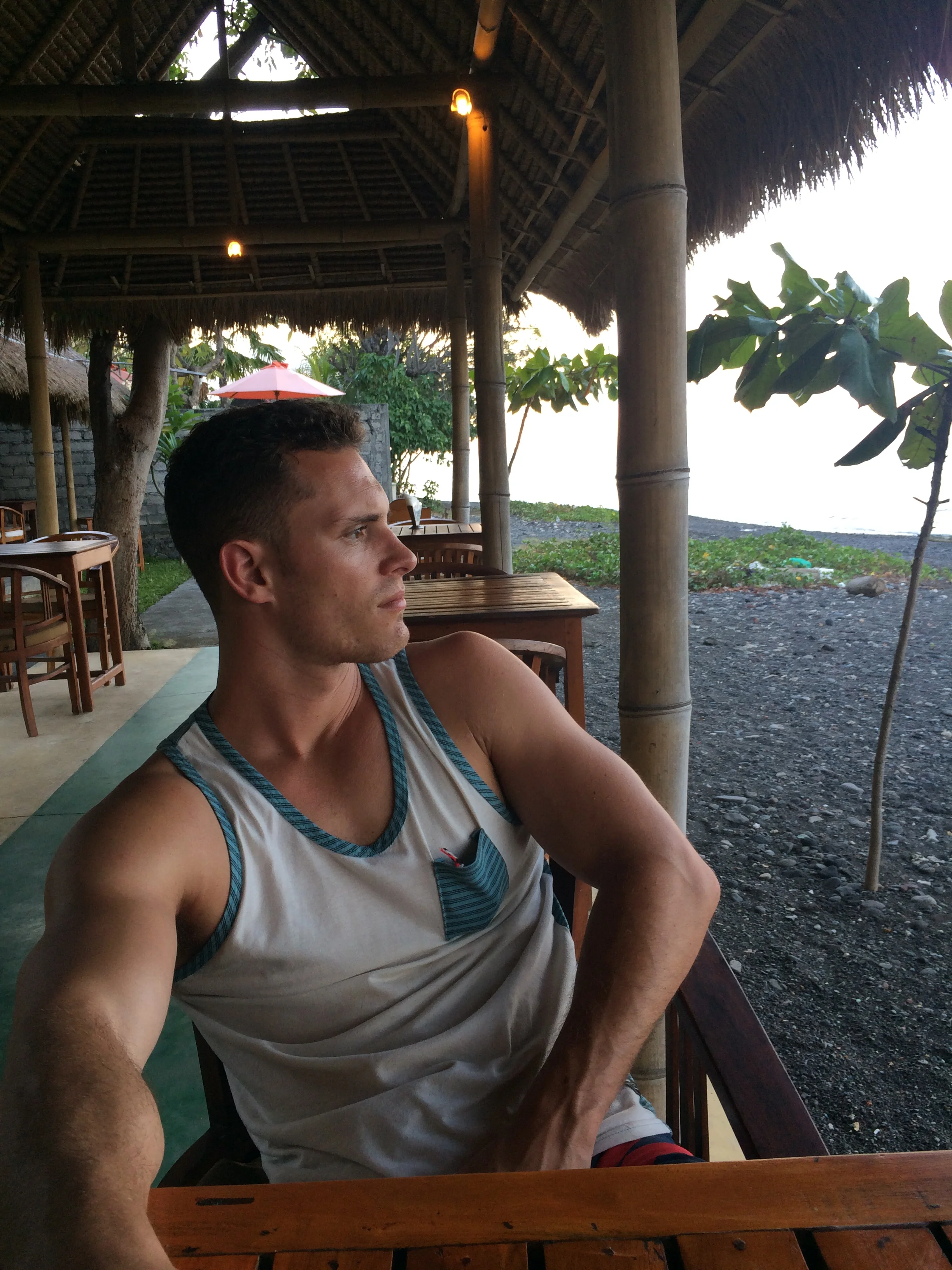 Enjoying our happy hour on the beach.