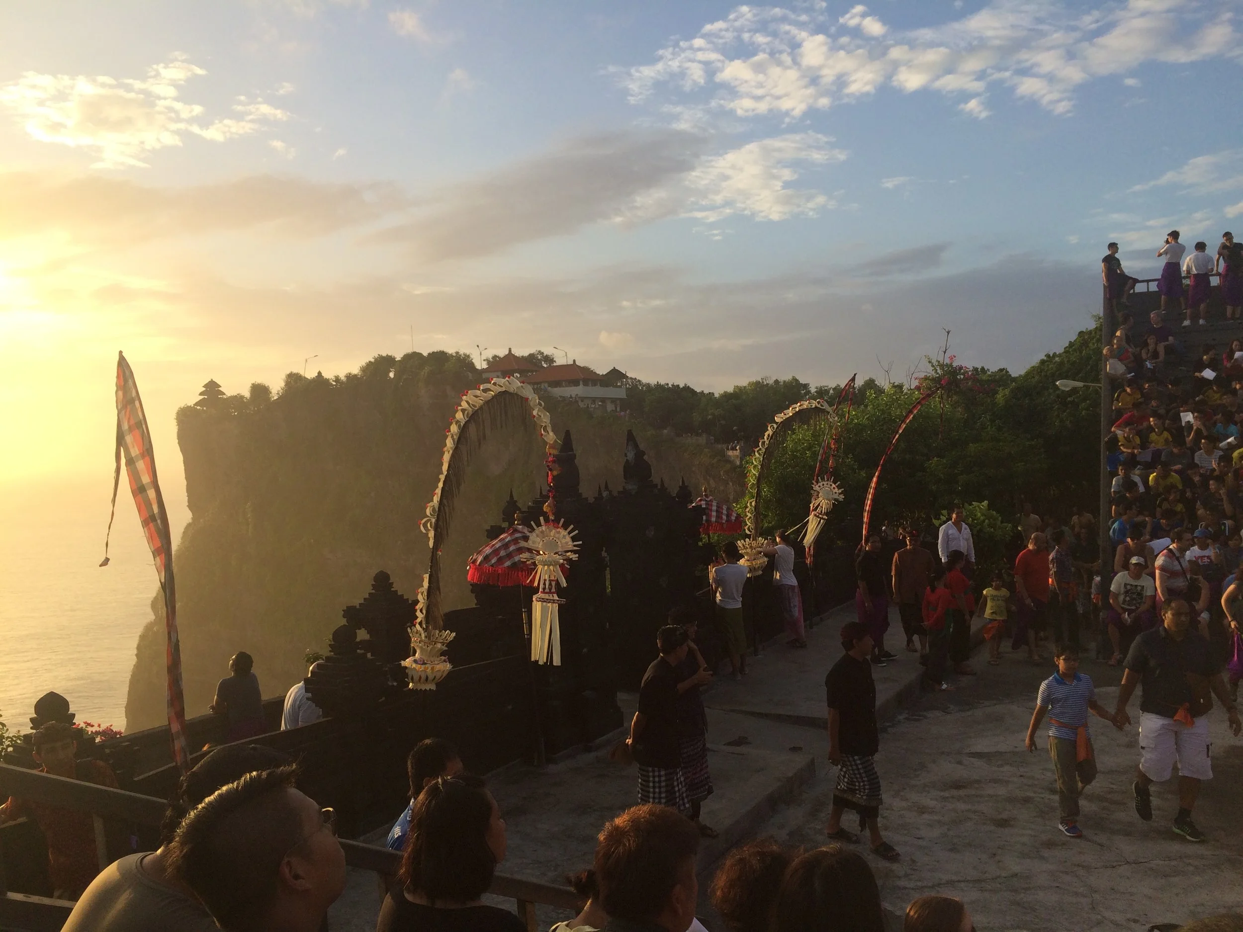 Sunset view for the Kecak dance in Uluwatu Temple.