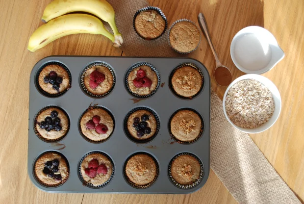 Caramelized Banana Oat Muffins