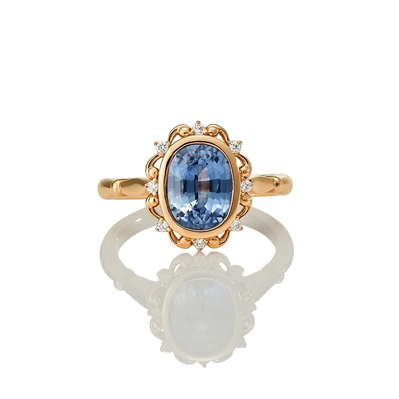 Vintage Ceylon Sapphire Rose Gold Engagement Ring.jpg