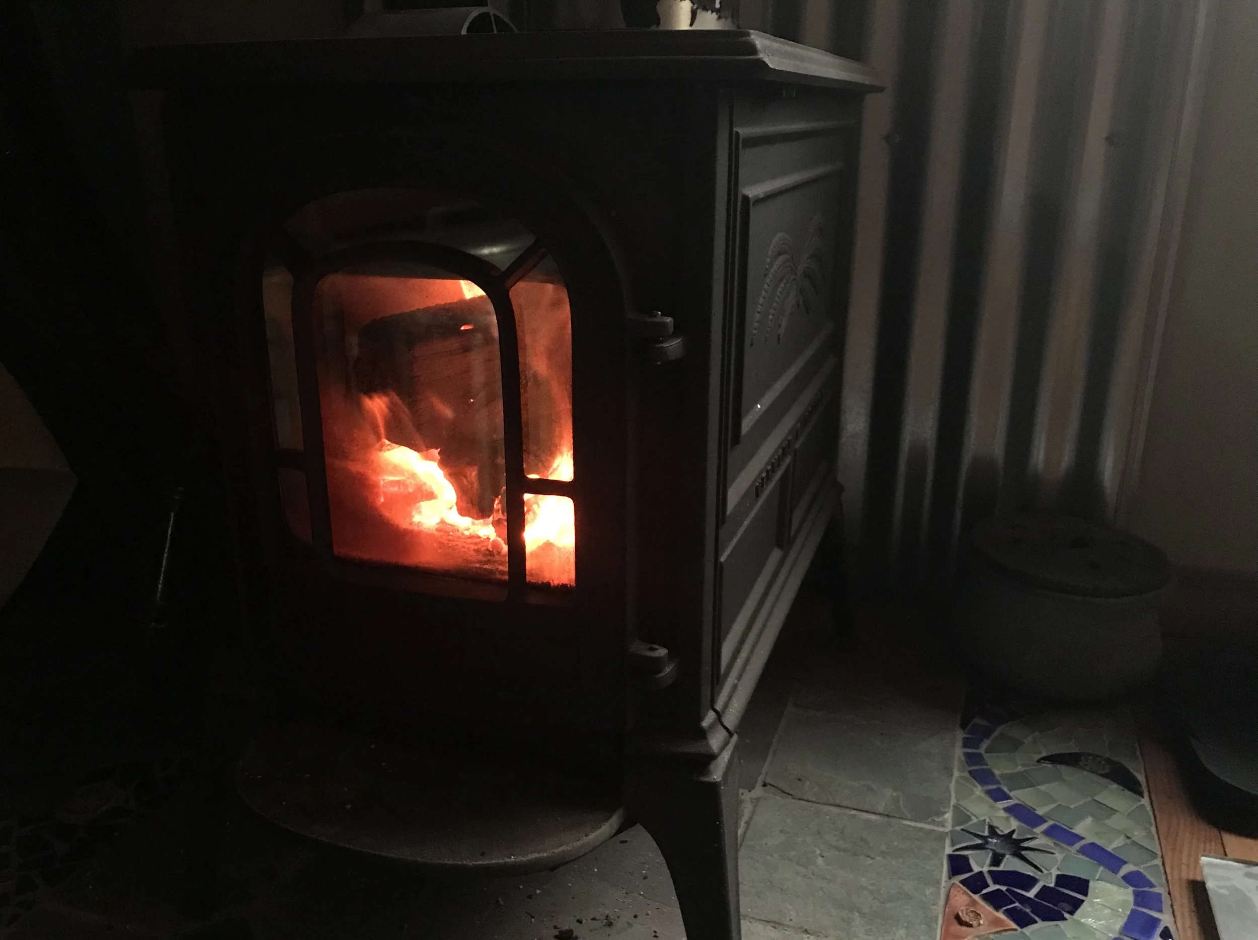Enjoying my last few days near the woodstove!