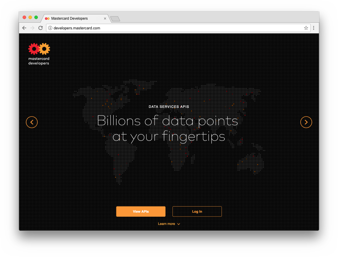 Mastercard Developers homepage