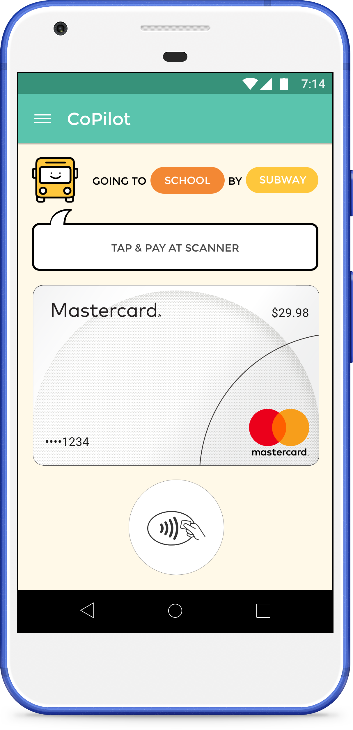 Tap & pay screen