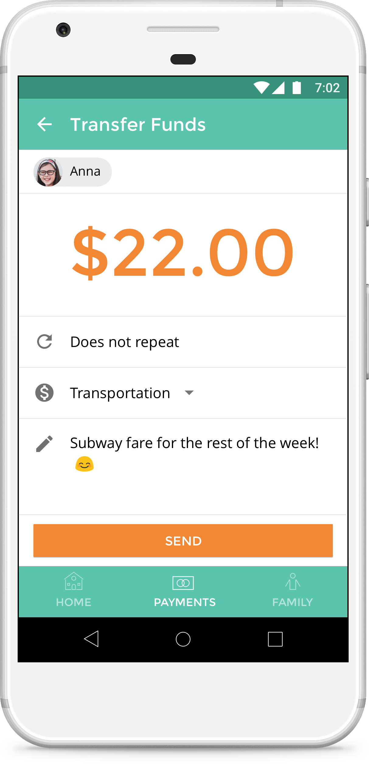 Setting up a transfer