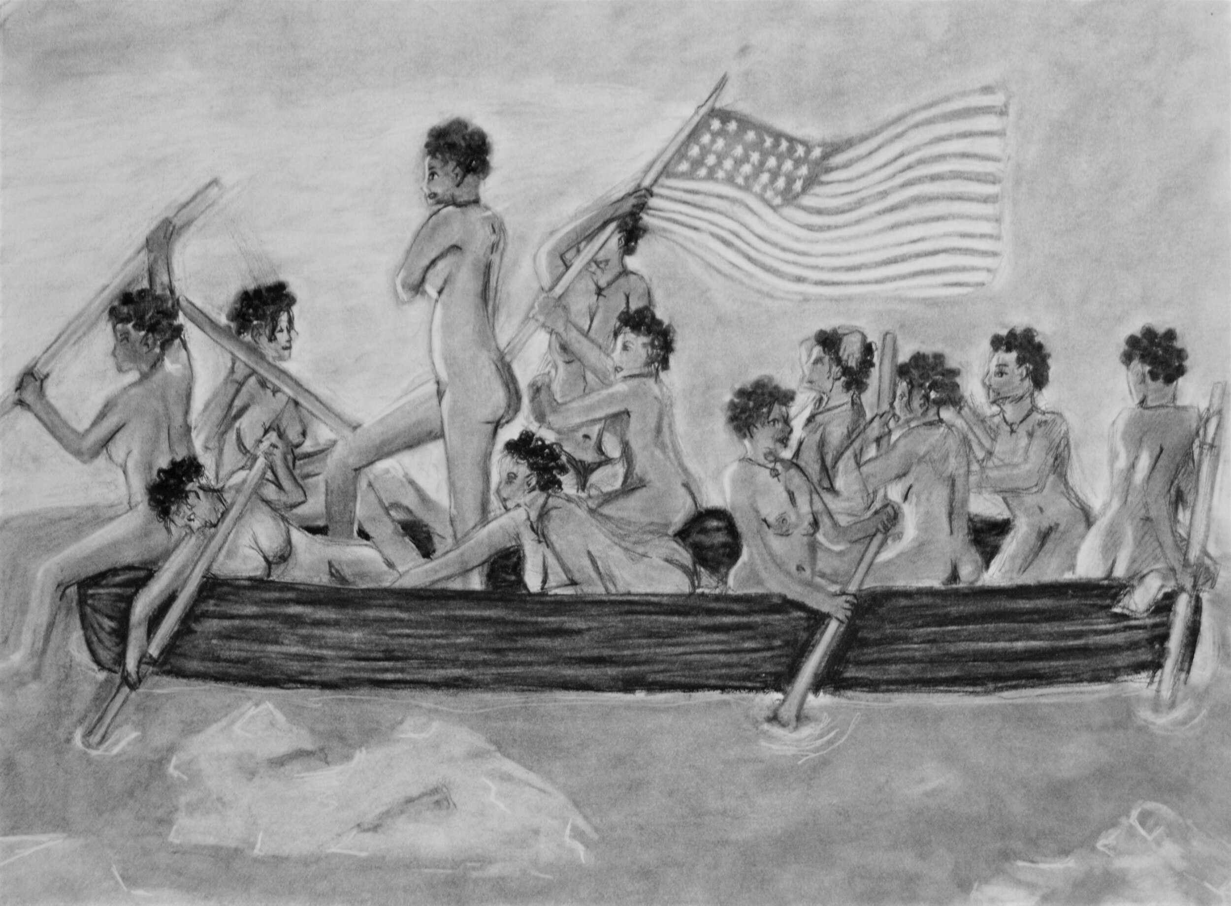 Recreation of George Washington Crossing the Delaware: Herstory 