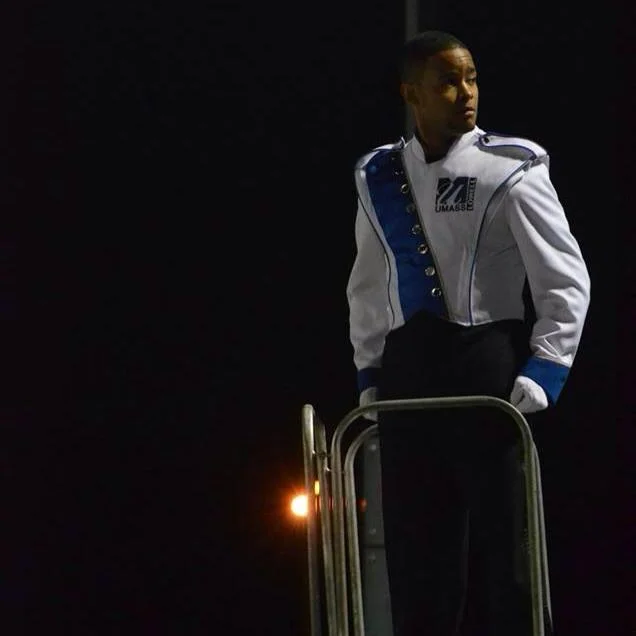 Miguel after a show with the UML Marching Band.
