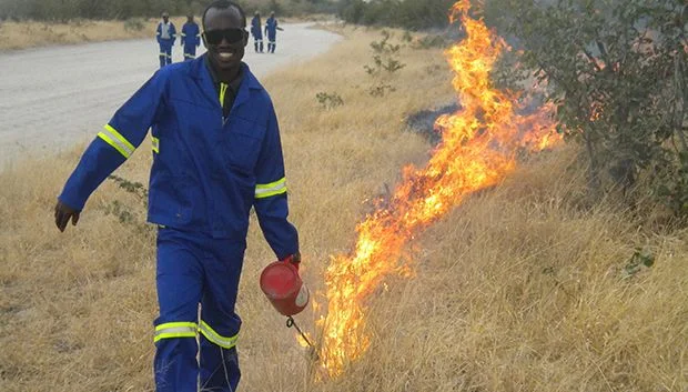 Prescribed burning operations of Mababe Zokosama Community Development Trust.