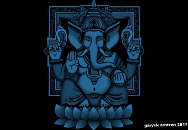Lord Ganesh Blue Halftone