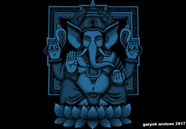 Lord Ganesh Blue Halftone