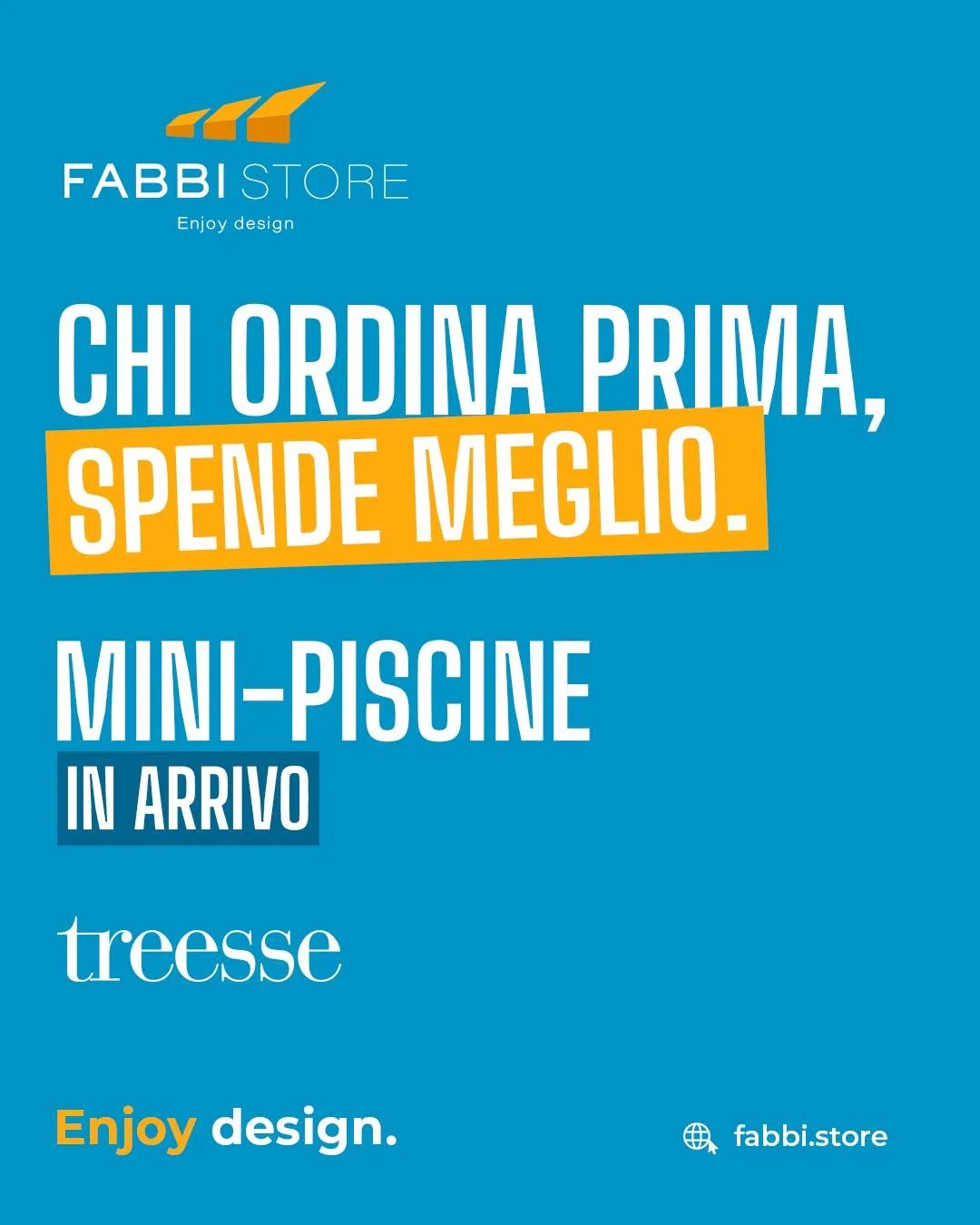 💸 Scegliere in anticipo significa scegliere meglio.

🔜 Abbiamo selezionato le minipiscine Treesse che saranno a brevissimo nel nostro magazzino. Prenotarle ora vuol dire accedere a condizioni dedicate e garantirsi la priorit&agrave; di consegna.

?